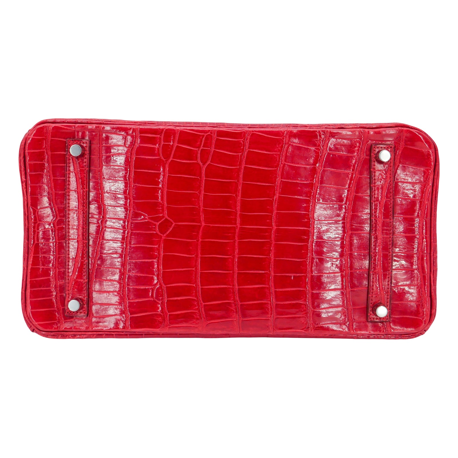Hermès 35cm Birkin Braise Shiny Porosus Crocodile Palladium