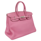 Herm√®s 35cm Birkin Bubblegum Clemence Palladium Hardware