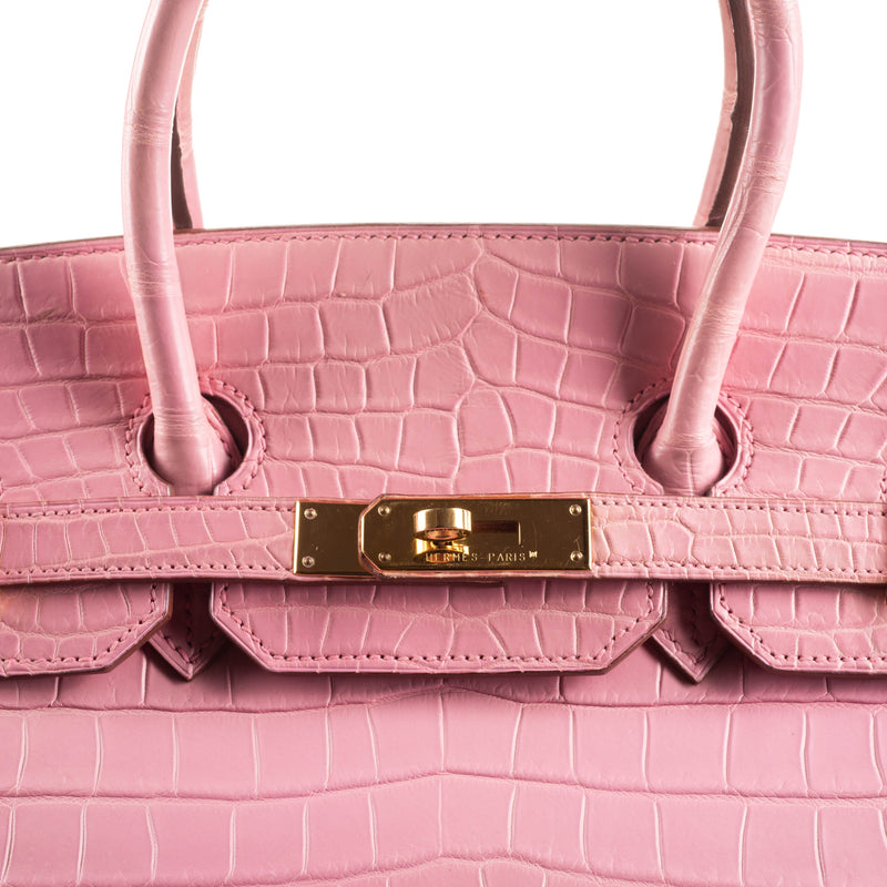 Herm√®s 35cm Birkin Bubblegum Matte Alligator GHW