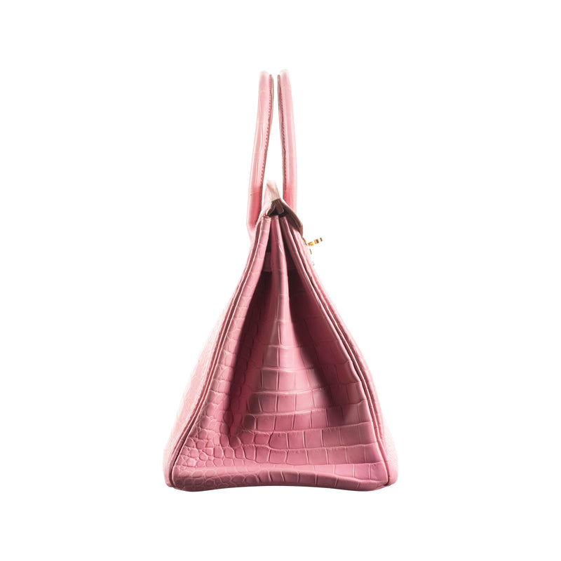 Hermès 35cm Birkin Bubblegum Matte Alligator Gold Hardware