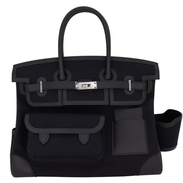 Hermès 35cm Birkin Cargo Black Canvas Swift Leather Palladium