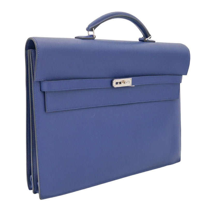 Herm�s 38cm Kelly Depeche Bleu Saphir Epsom Leather Palladium Hardware