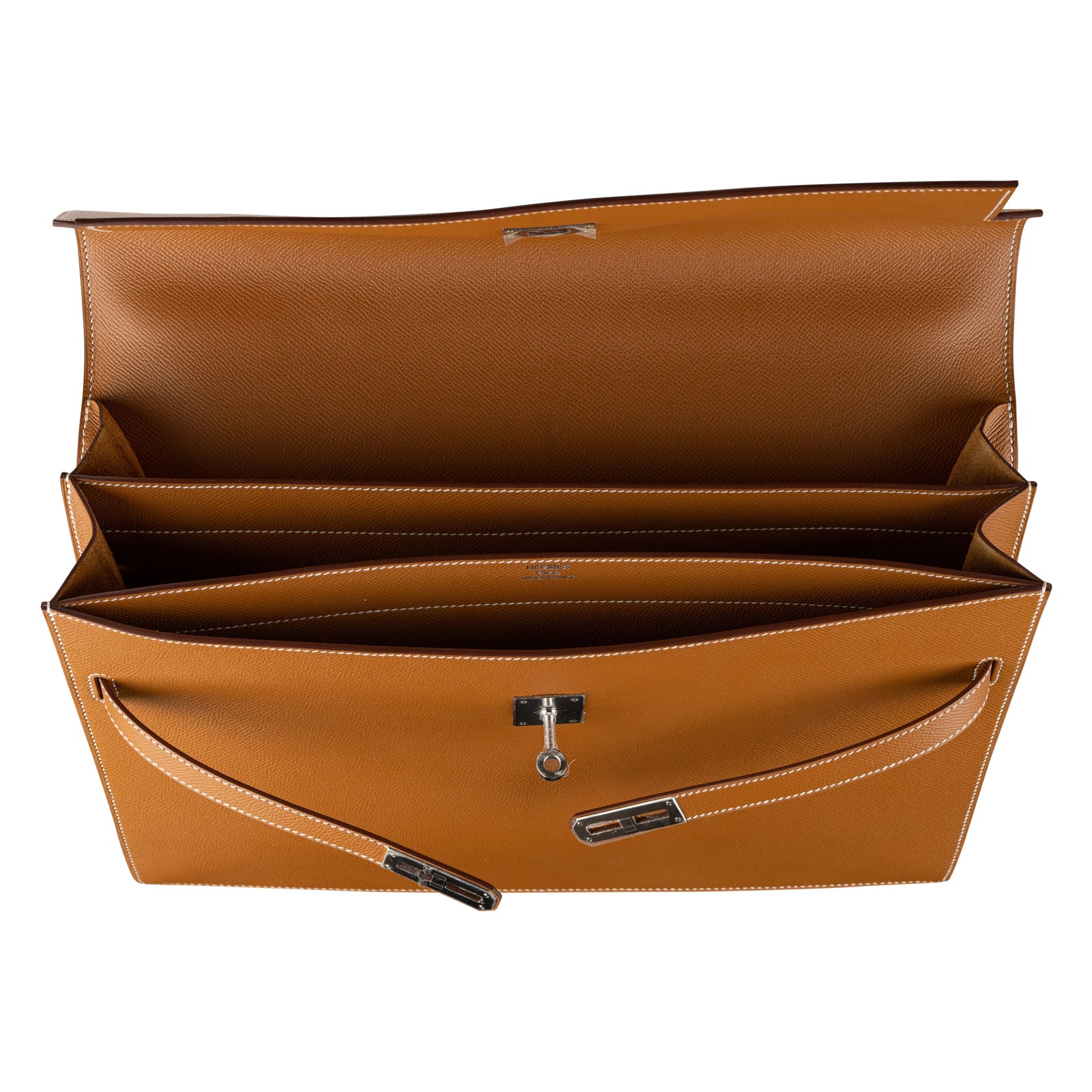 Hermès 38cm Kelly Depeche Gold Epsom Leather Palladium Hardware
