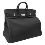 Herm�s 50cm HAC Black Togo Leather Palladium Hardware