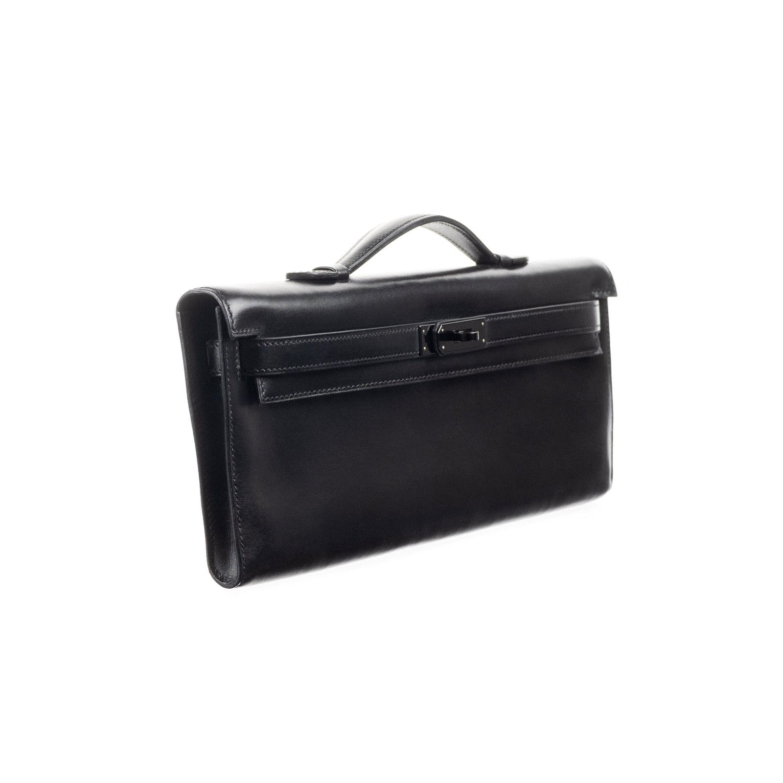 Hermès Kelly Cut Black Box Calf Leather So Black Hardware