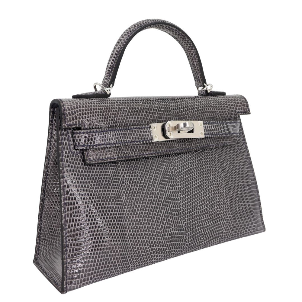 Hermès Kelly II Sellier Mini Ardoise Shiny Lizard Palladium