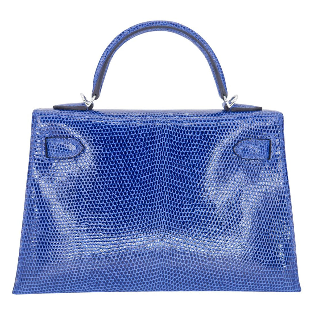 Hermès Kelly II Sellier Mini Bleu Saphir Shiny Lizard PHW
