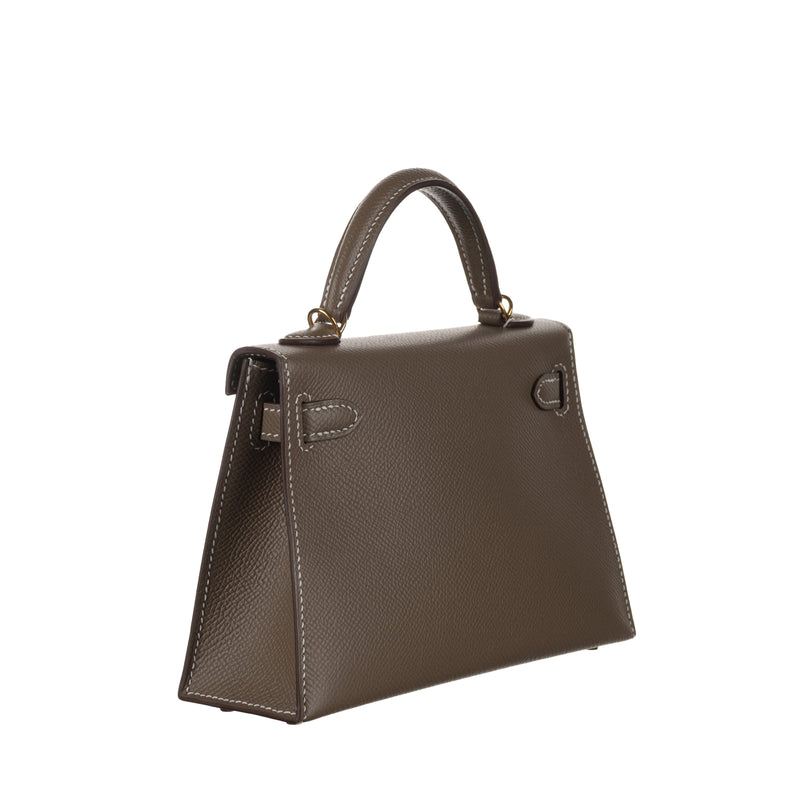 Hermès Kelly II Sellier Mini Etoupe Epsom Leather Gold Hardware