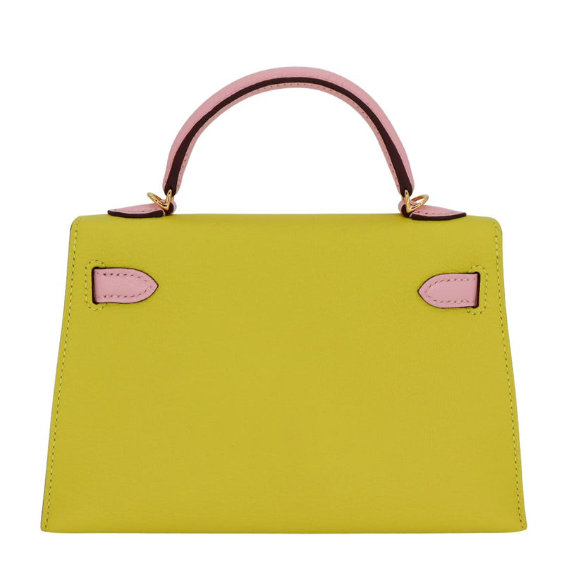 Hermès Kelly II Sellier Mini HSS Jaune Citron/Rose Sakura Chevre 