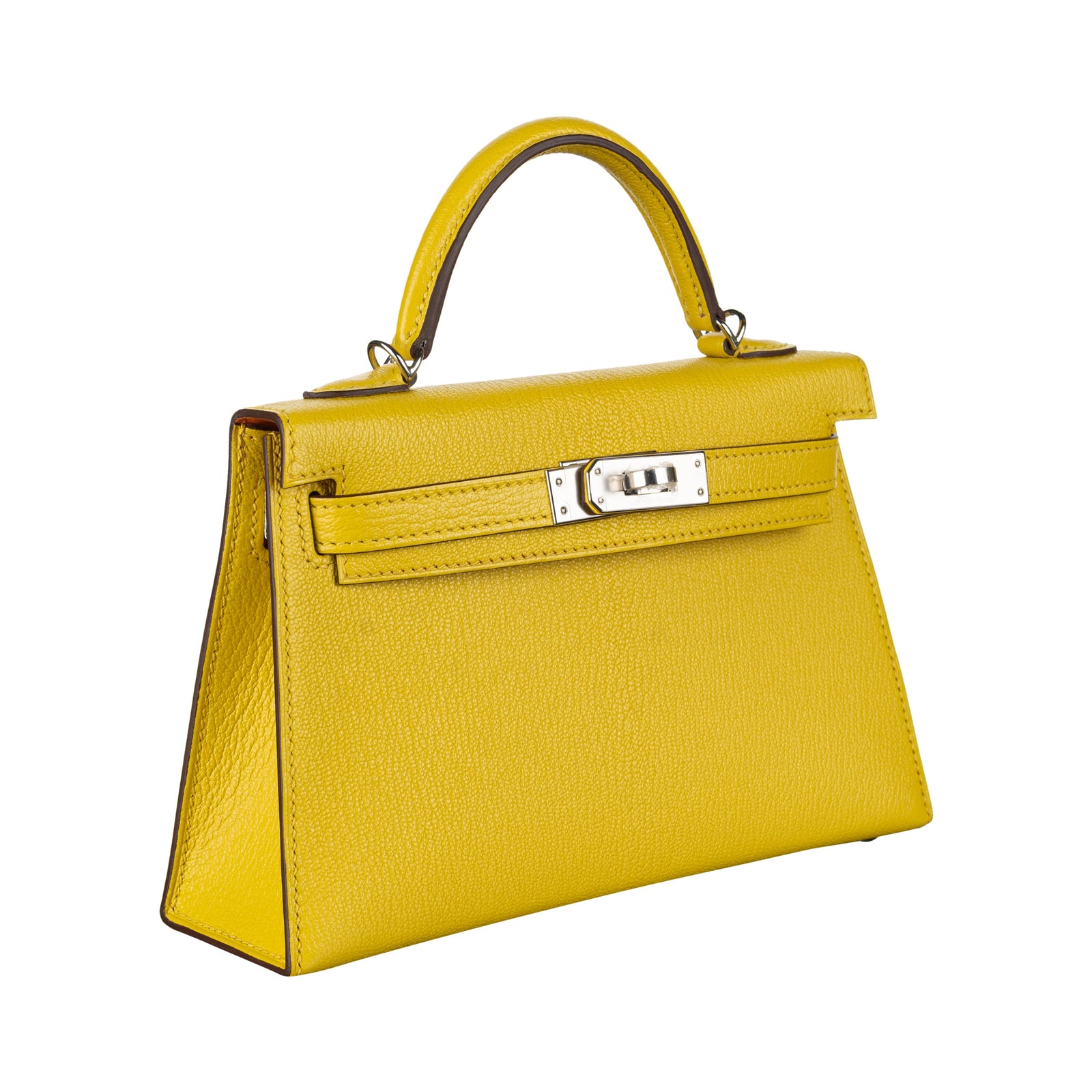 Hermès Kelly II Sellier Mini Jaune De Naples Chevre Leather PHW