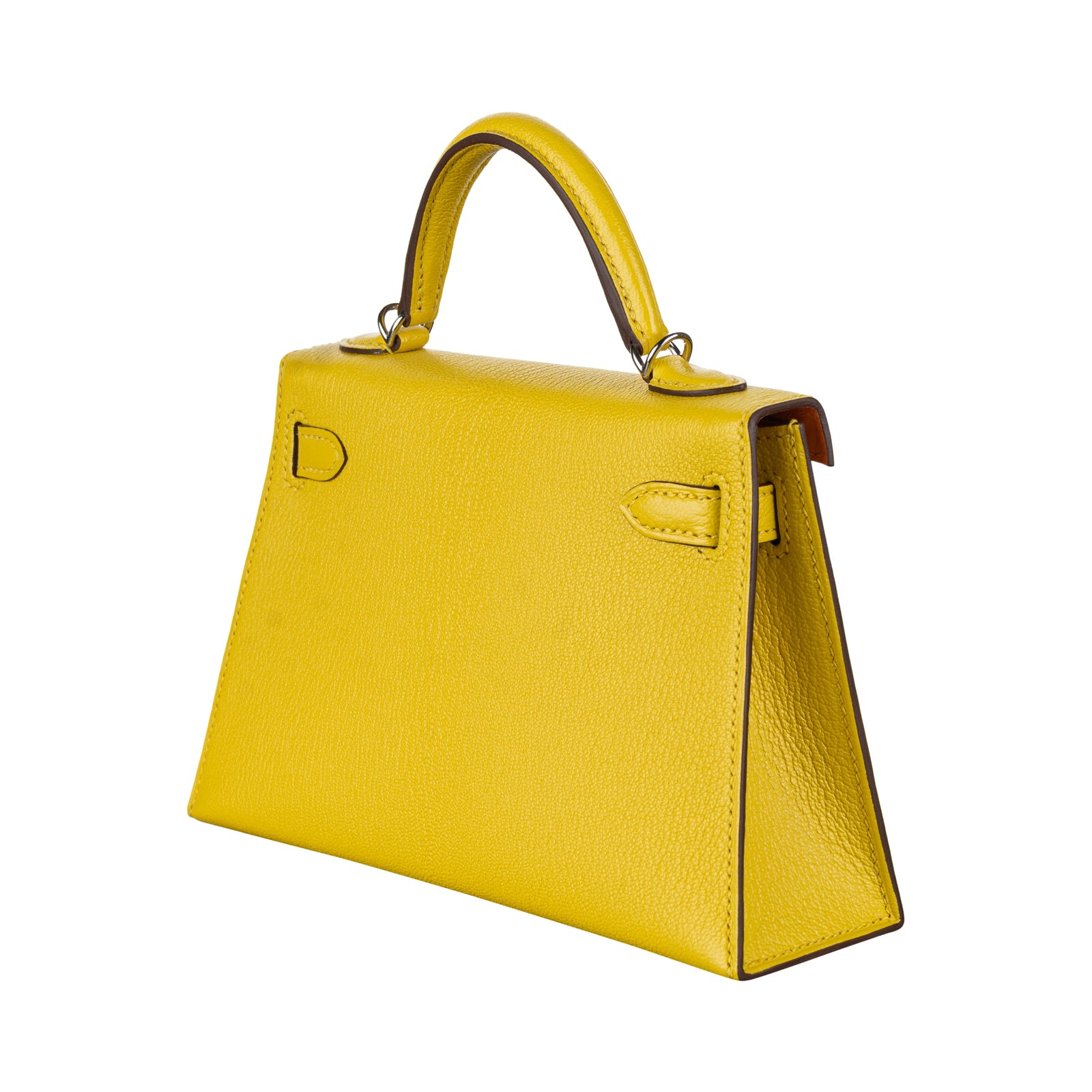 HERMES ラリー24 オーバルプレートミニ 15cm イエロー Hermès Kelly II Sellier Mini Jaune De Naples Chevre Leather PHW