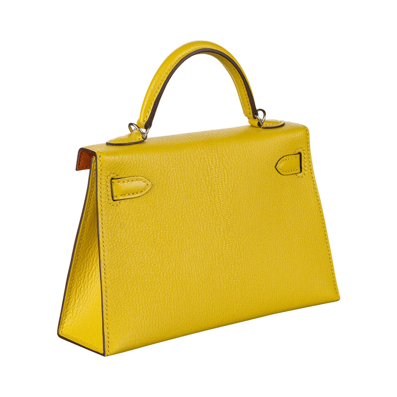 Herm�s Kelly Mini II Jaune De Naples Ch√®vre Leather PHW