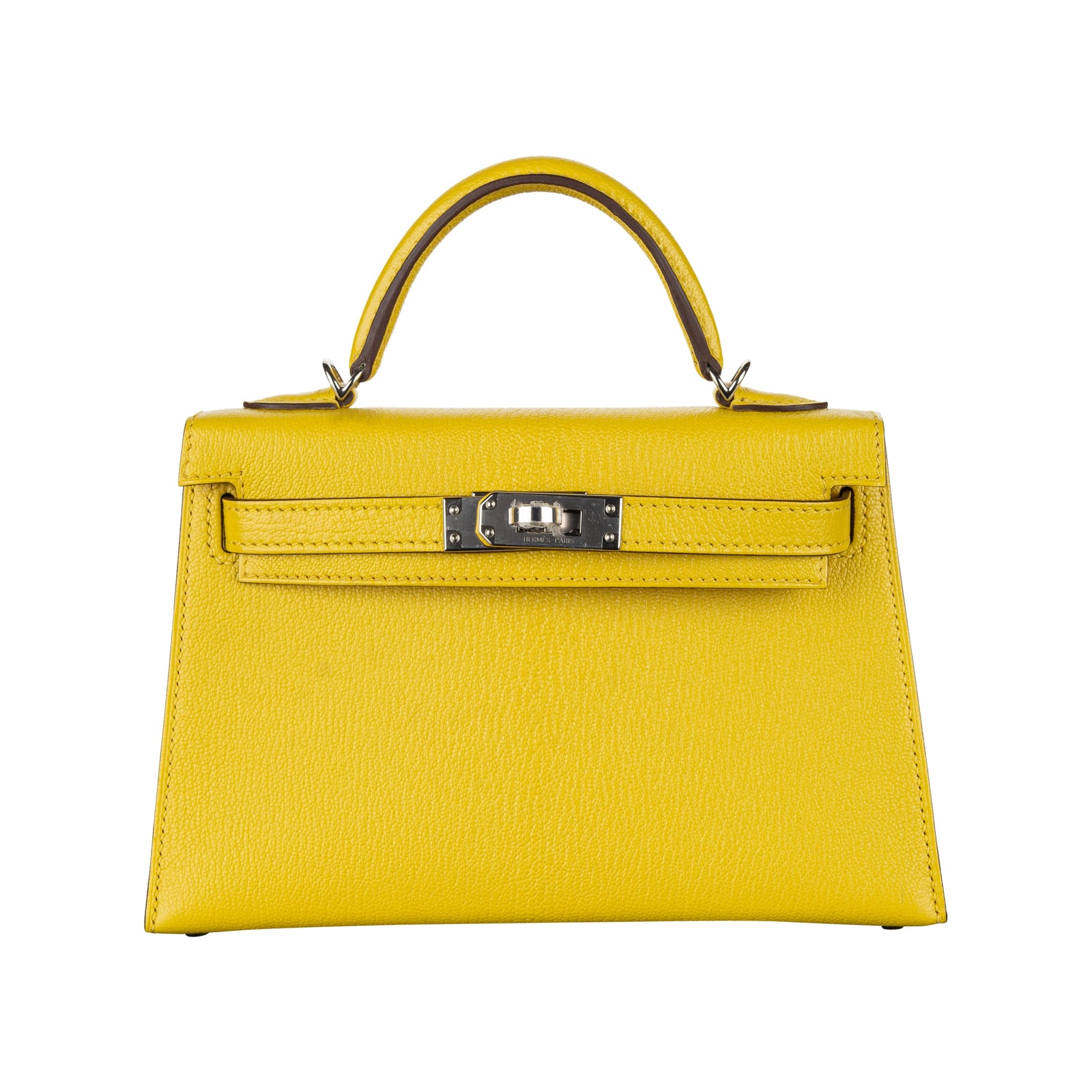 Hermès Kelly II Sellier Mini Jaune De Naples Chevre Leather PHW
