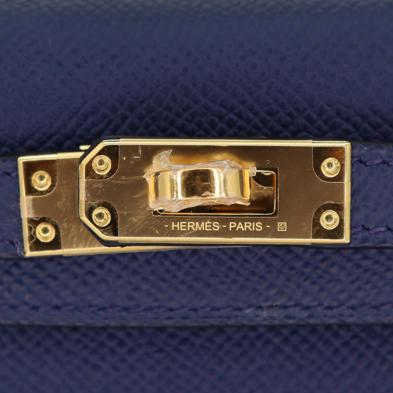 Herm�s Kelly Mini II Navy Epsom Leather GHW