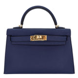 Herm�s Kelly Mini II Navy Epsom Leather GHW