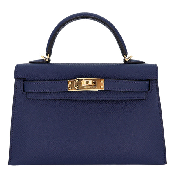 Hermès Kelly II Sellier Mini Navy Epsom Leather GHW exclusive at