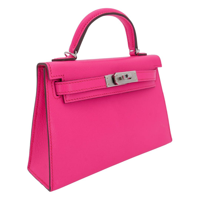Hermès Kelly II Sellier Mini Rose Pop Chevre Leather PHW exclusive
