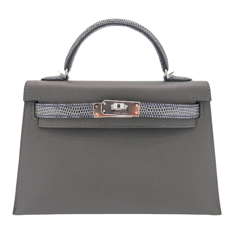 Hermes Kelly II Sellier Mini Touch Graphite Madame Leather Shiny Prive Porter