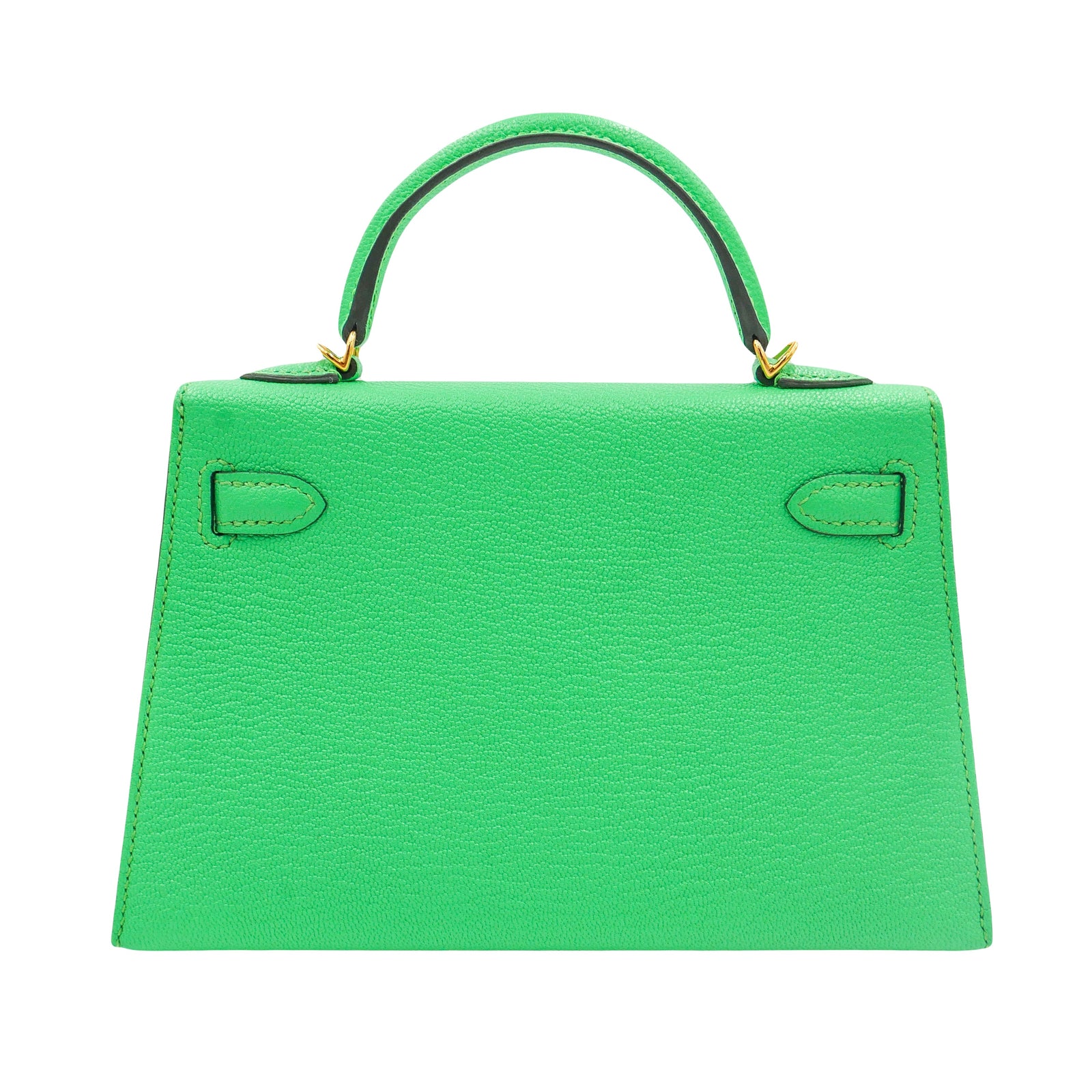 Hermès Kelly II Sellier Mini Vert Comic Chevre Leather GHW