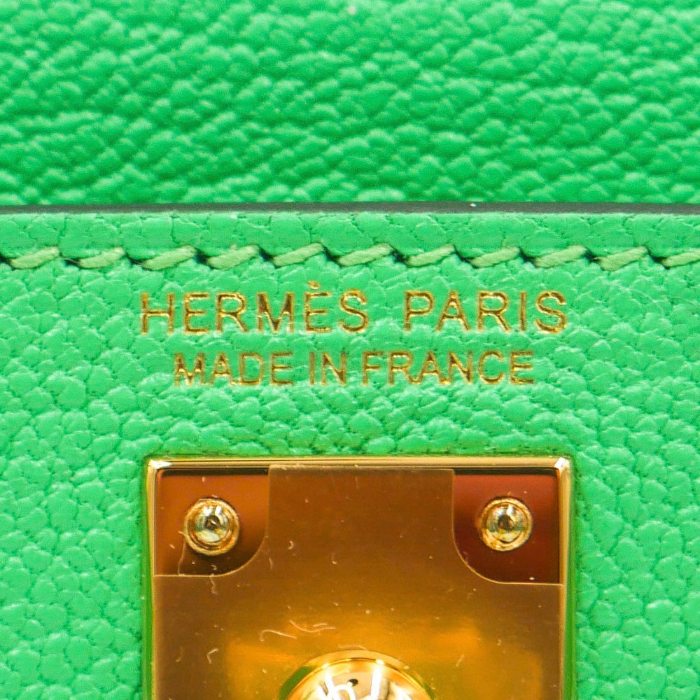 Hermès Kelly II Sellier Mini Vert Comic Chevre Leather GHW
