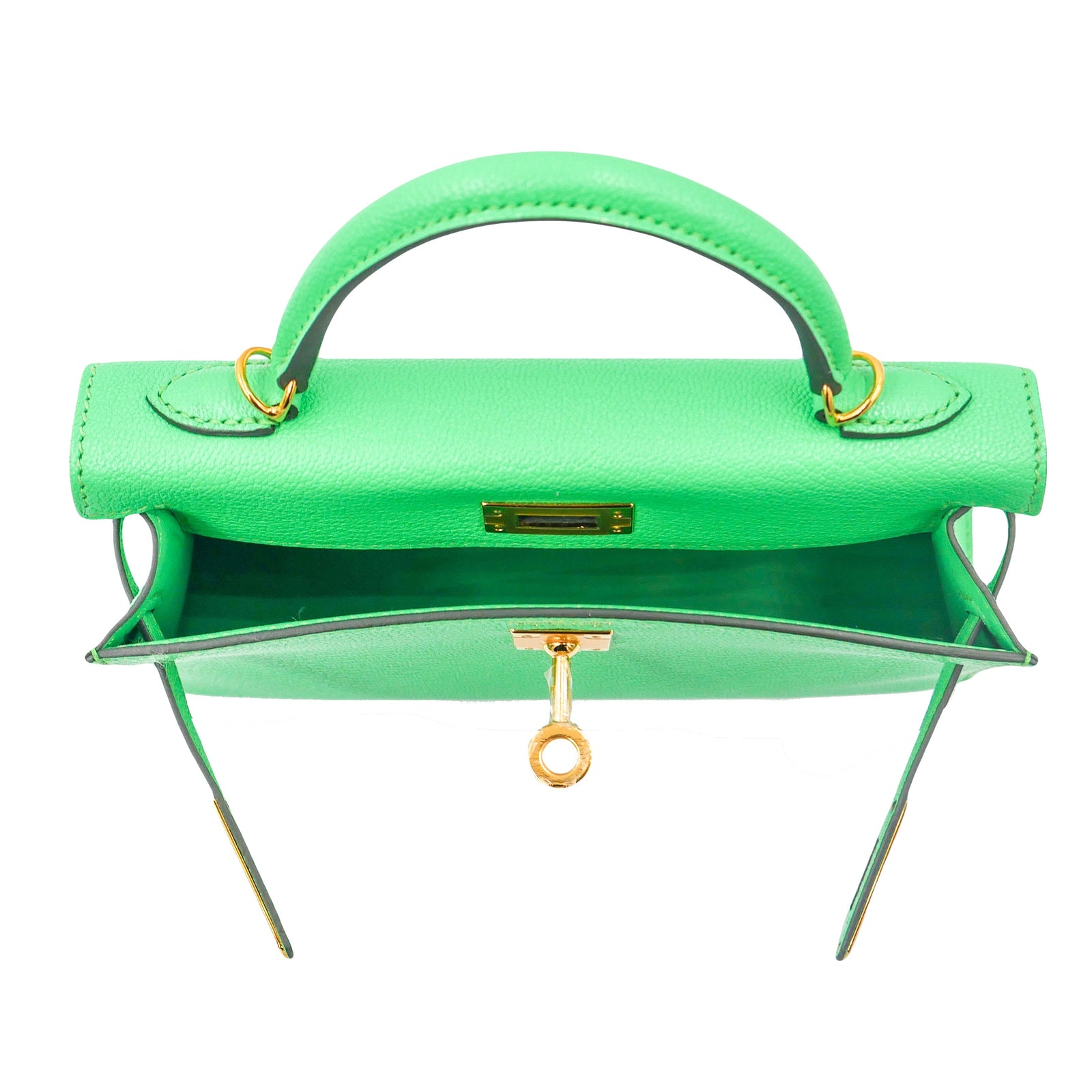 Hermès Kelly II Sellier Mini Vert Comic Chevre Leather GHW