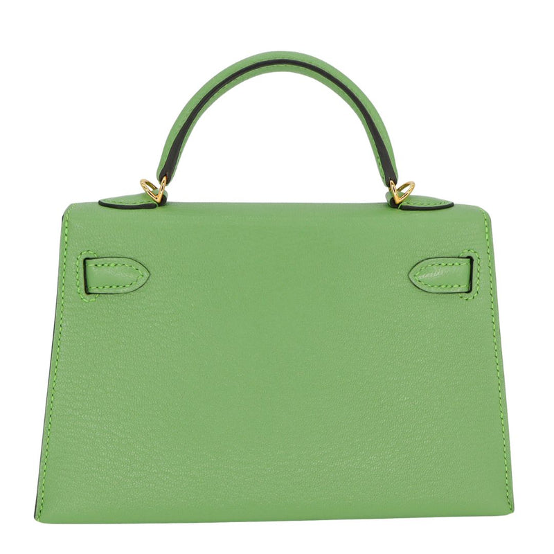 Herm�s Kelly Mini II Vert Criquet Ch√®vre Leather Gold Hardware