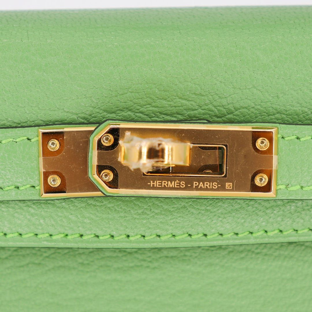 Hermès Kelly II Sellier Mini Vert Criquet Chevre Leather Gold