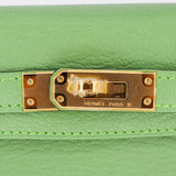 Herm�s Kelly Mini II Vert Criquet Ch√®vre Leather Gold Hardware