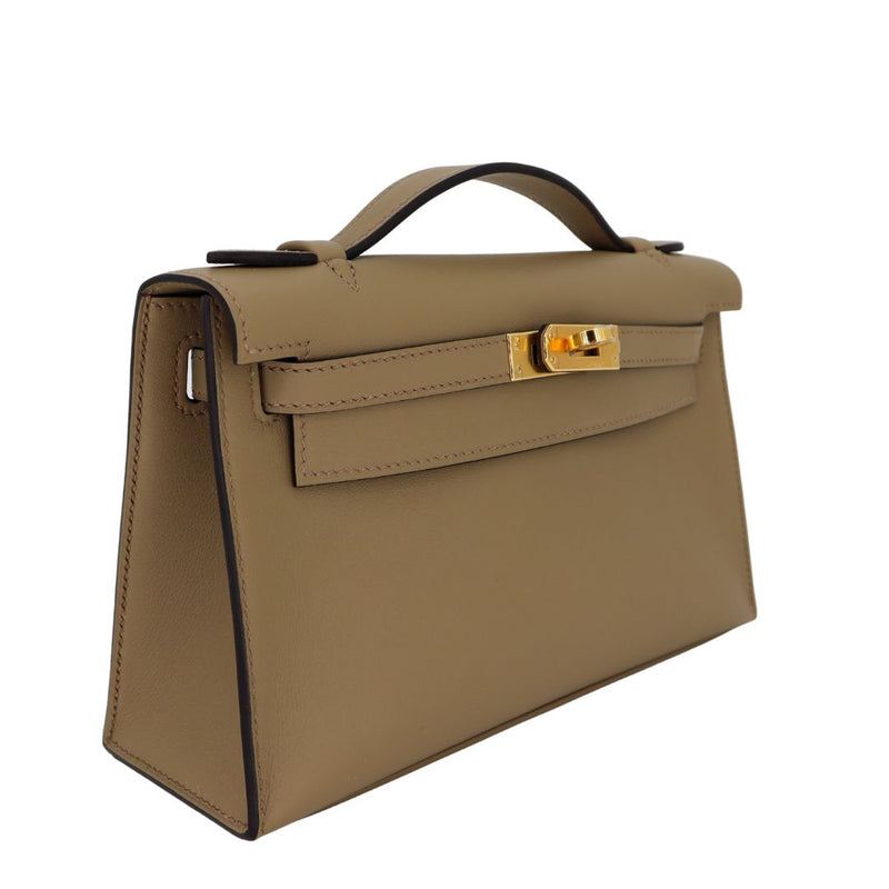 Hermès Kelly Pochette Beige Marfa Swift Leather Gold Hardware