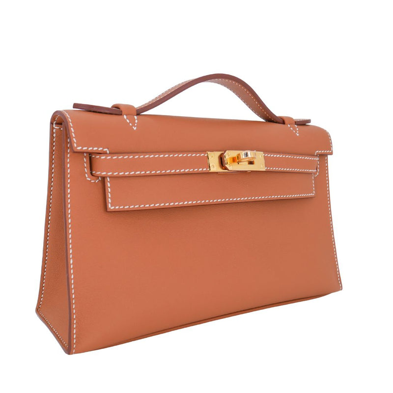 Hermès Kelly Pochette Gold Swift Leather GHW exclusive at Privé Porter