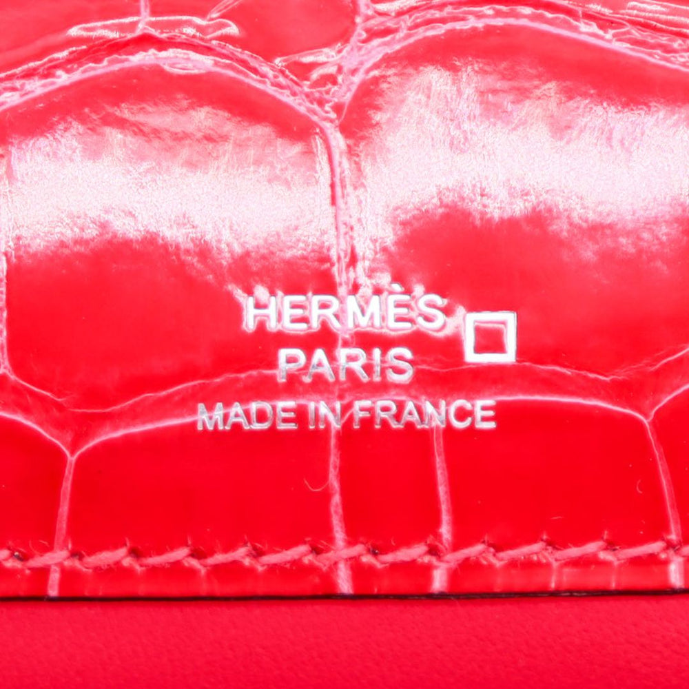Hermès Kelly Pochette Rose Extreme Shiny Alligator Palladium