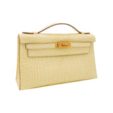 Herm�s Kelly Pochette Vanille Matte Alligator Gold Hardware