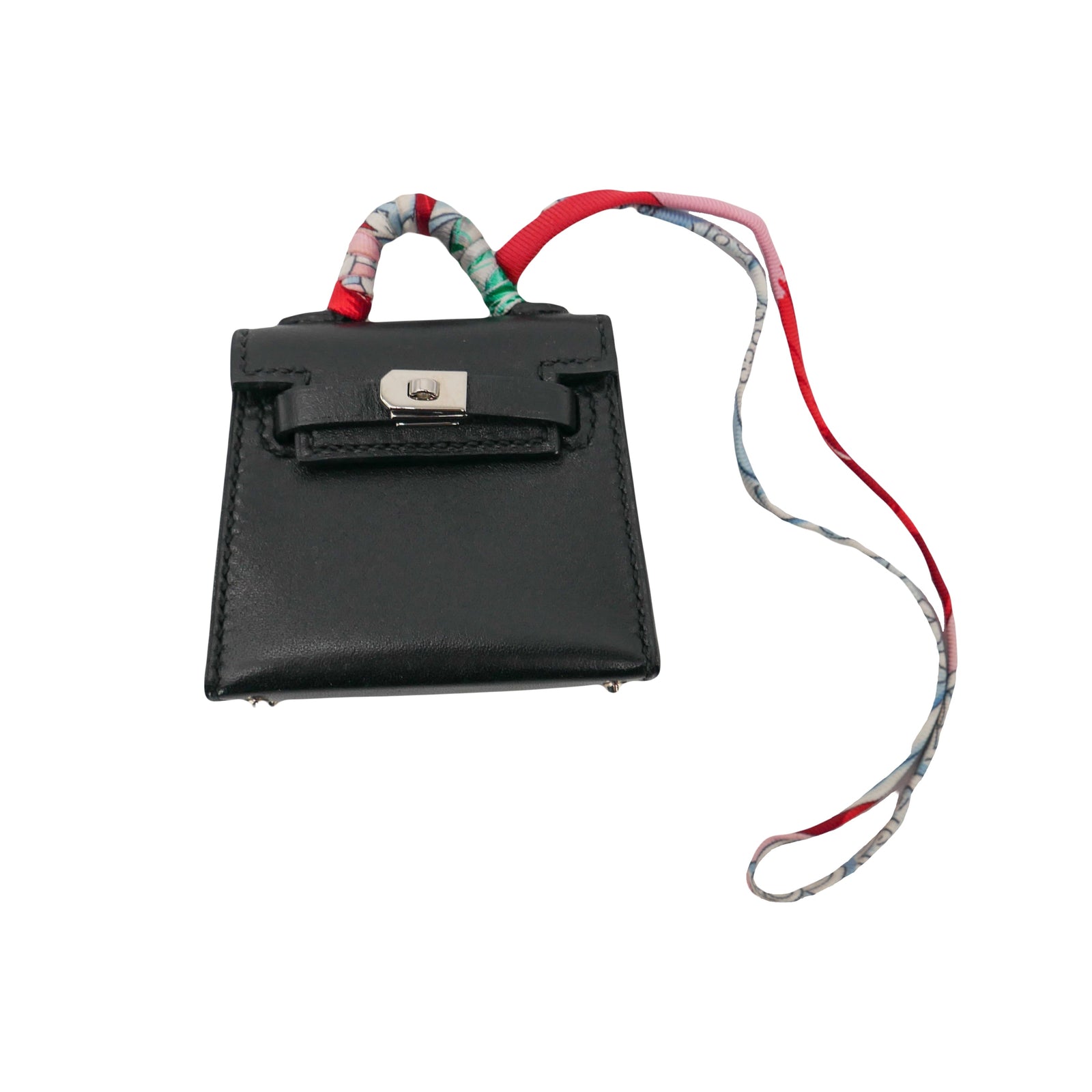 Hermès Micro Mini Kelly Twilly Bag Charm Black Box Calf Leather