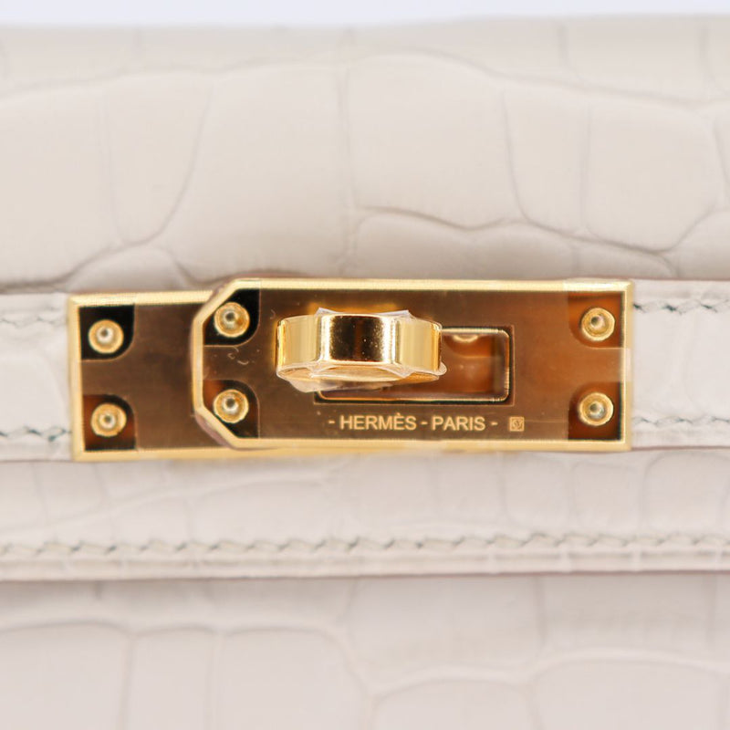 Herm�s Mini Kelly II Beton Matte Alligator Gold Hardware