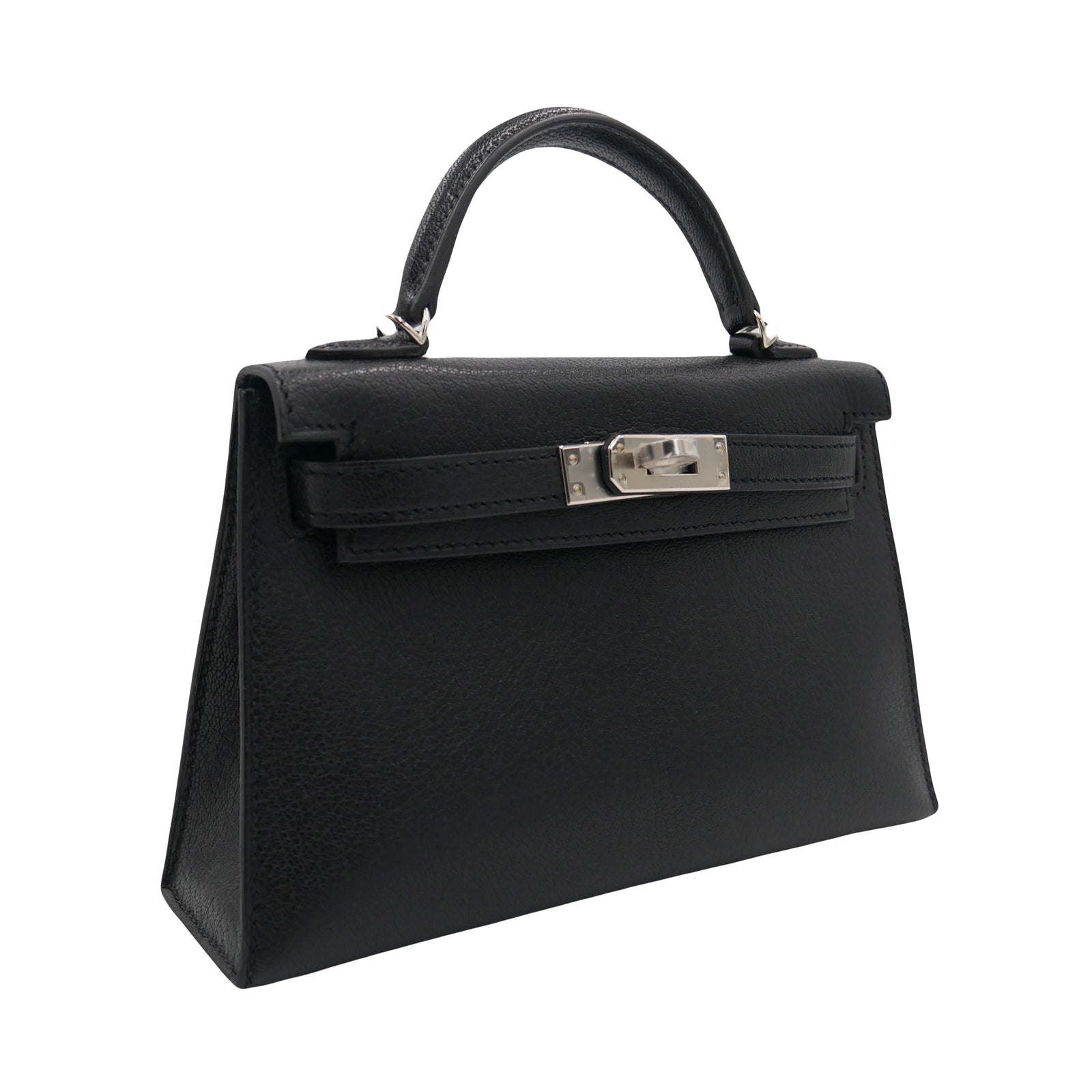 Hermès Kelly II Sellier Mini Black Chevre Leather PHW Hermès Kelly II Sellier Mini Black Chevre Leather PHW