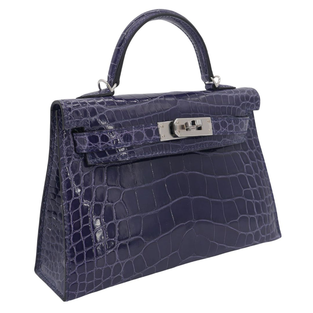Hermès Kelly II Sellier Mini Bleu Encre Shiny Alligator PHW
