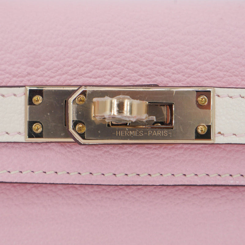 Herm�s Mini Kelly II HSS Rose Sakura/ Nata Ch√®vre Leather PBHW