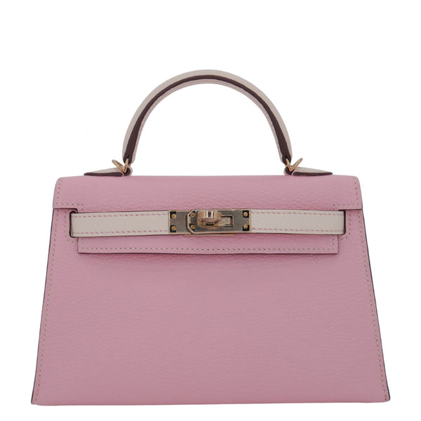 Hermès Kelly II Sellier Mini HSS Rose Sakura/ Nata Chevre Leather