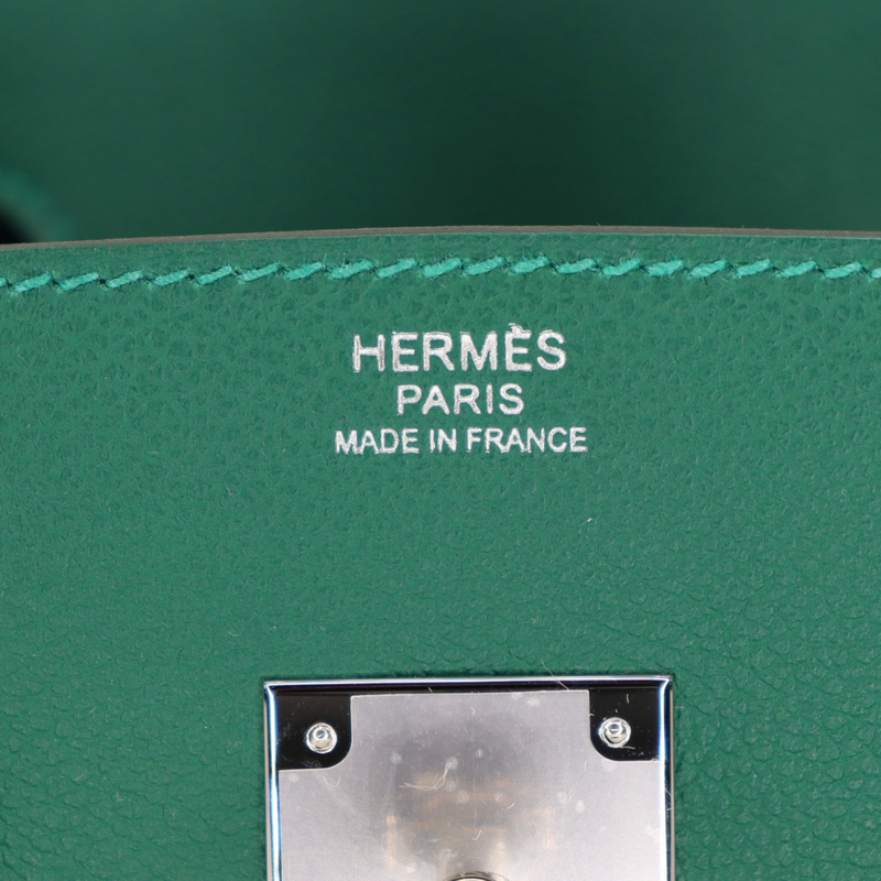Hermès 29cm Birkin Shoulder Vert Moyen Evercolor Leather Palladium Hardware