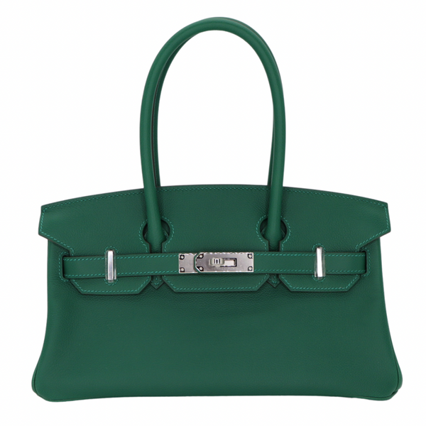 Hermès 29cm Birkin Shoulder Vert Moyen Evercolor Leather Palladium Hardware