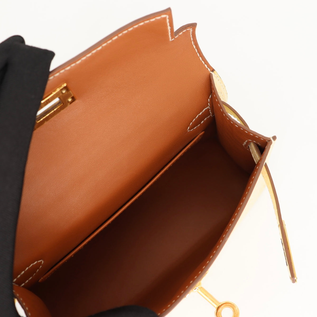Hermès Kelly II Sellier Mini HSS Vanille/Gold Matte Alligator Gold