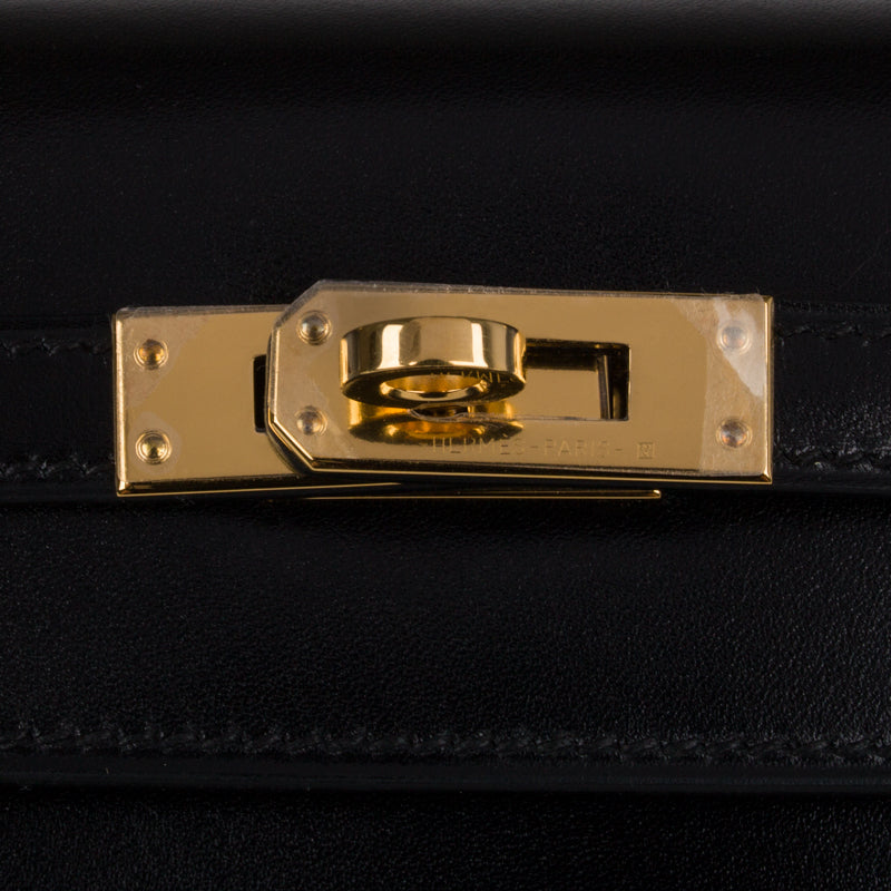 Hermés 25cm Kelly Sellier Black Box Calf Leather Gold Hardware