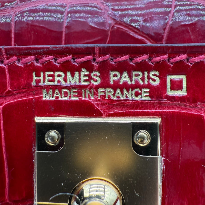 Hermès Kelly II Sellier Mini Braise Shiny Alligator Gold Hardware