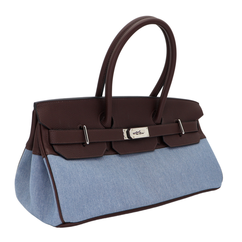 Hermès 42cm Shoulder Birkin Denim Palladium Hardware