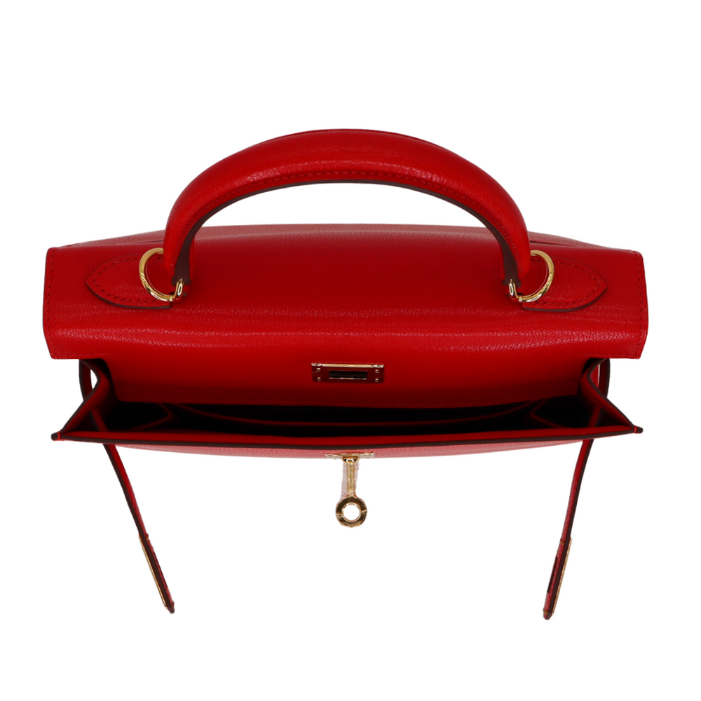 【希少！早い者勝ち！】HERMES エルメス　カレ 45 テニス柄 レッド Hermès 25cm Kelly Sellier Rouge De Coeur Chèvre Leather Gold