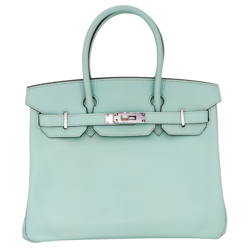 Hermès 30cm Birkin Aqua Chèvre Leather Palladium Hardware